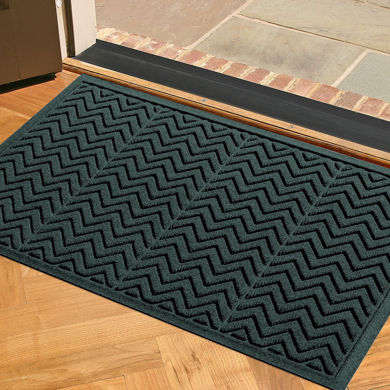 WaterHog Chevron Non-Slip Doormat, 24" W x 36" L, Evergreen