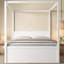 Lit plateforme à baldaquin Queen avec lit gigogne simple, 3 tiroirs de rangement et tête de lit, blanc-566807135