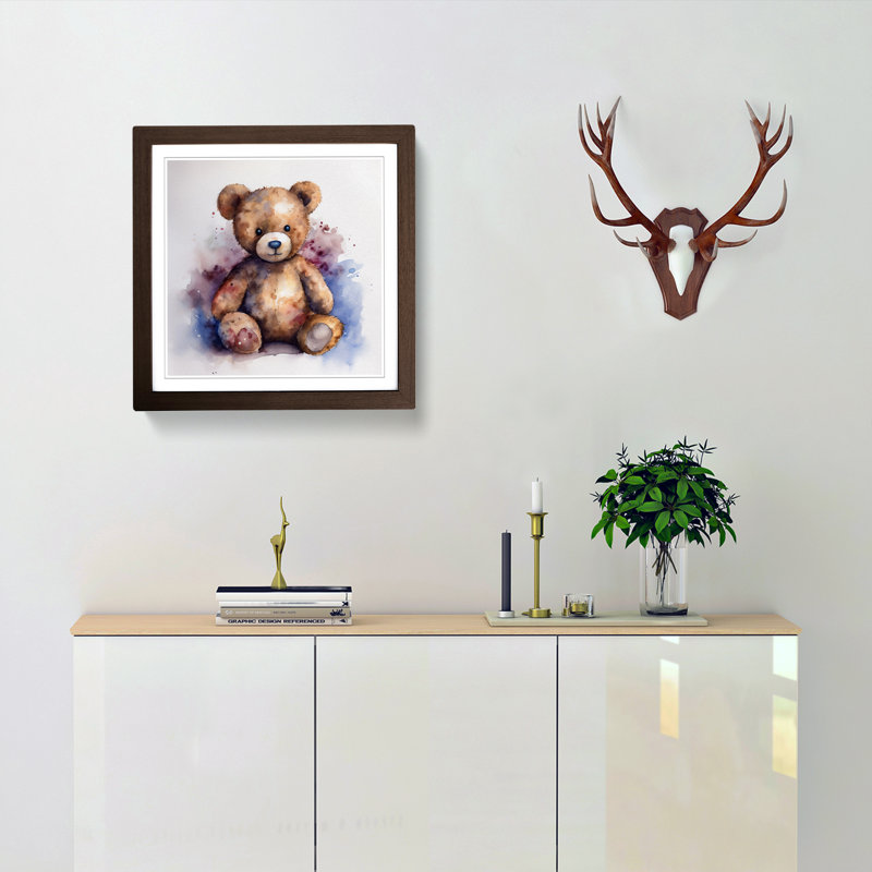 Teddy Bear Watercolour - Framed Print, Walnut