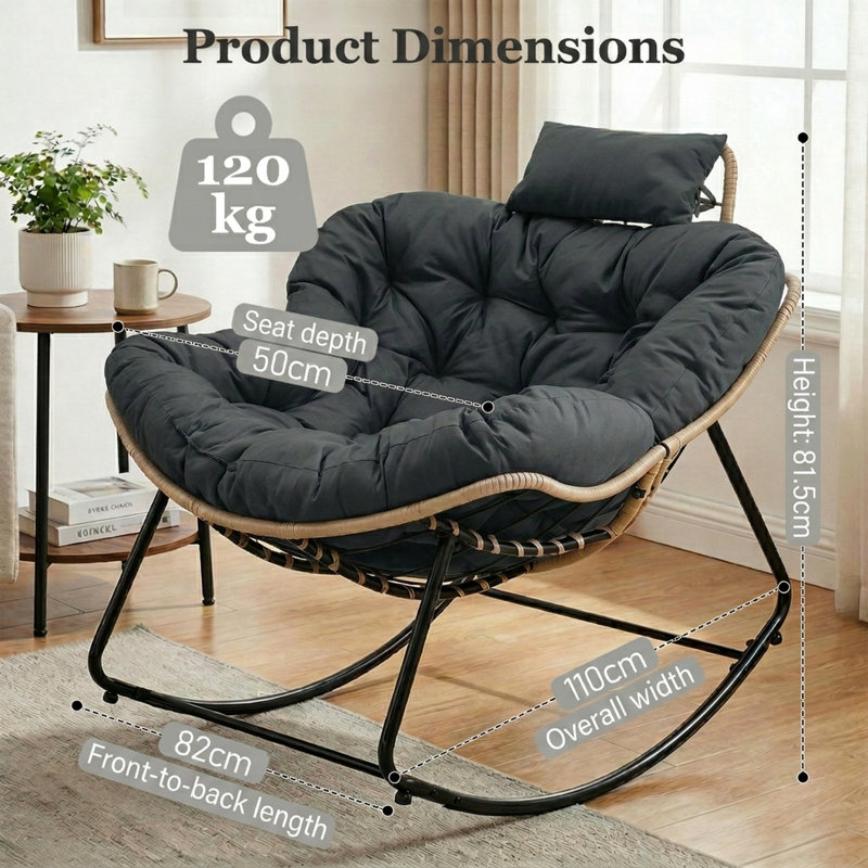 Eggshell Rocking Chair, Tech Fabric, Dark Grey