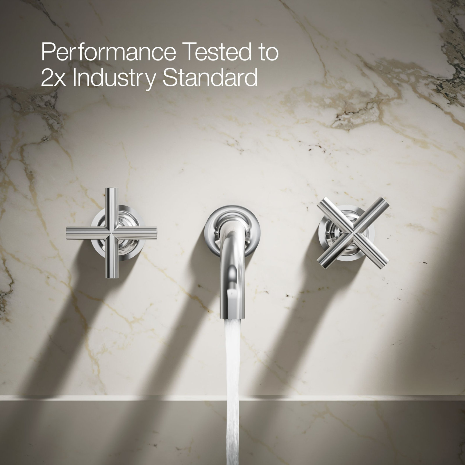 Purist Wall-Mounted Bathroom Sink Faucet, Polished Chrome, Cross Handle