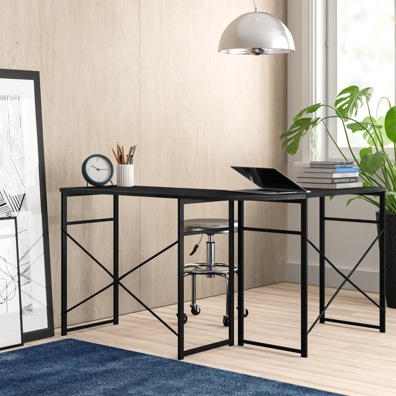 Boaz L-Shaped Writing Desk, Black/Black