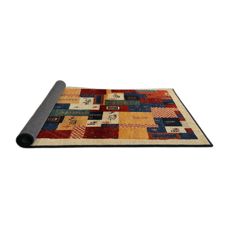 Gris/beige/rouge Tapis décoratif, Rond 6 pi