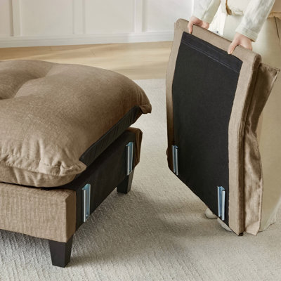 73  Armless Sofa Chenille- Light Brown