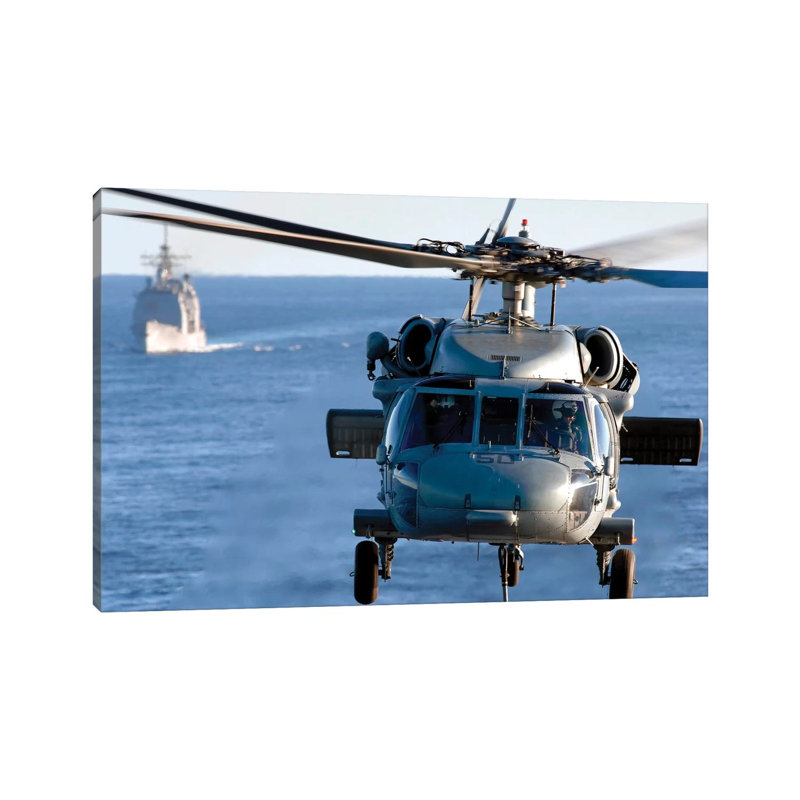 An MH-60S Seahawk Helps Conduct A Vertical Replenishment by Stocktrek Images - Wrapped Canvas Print, 20.32 cm H x 30.48 cm W