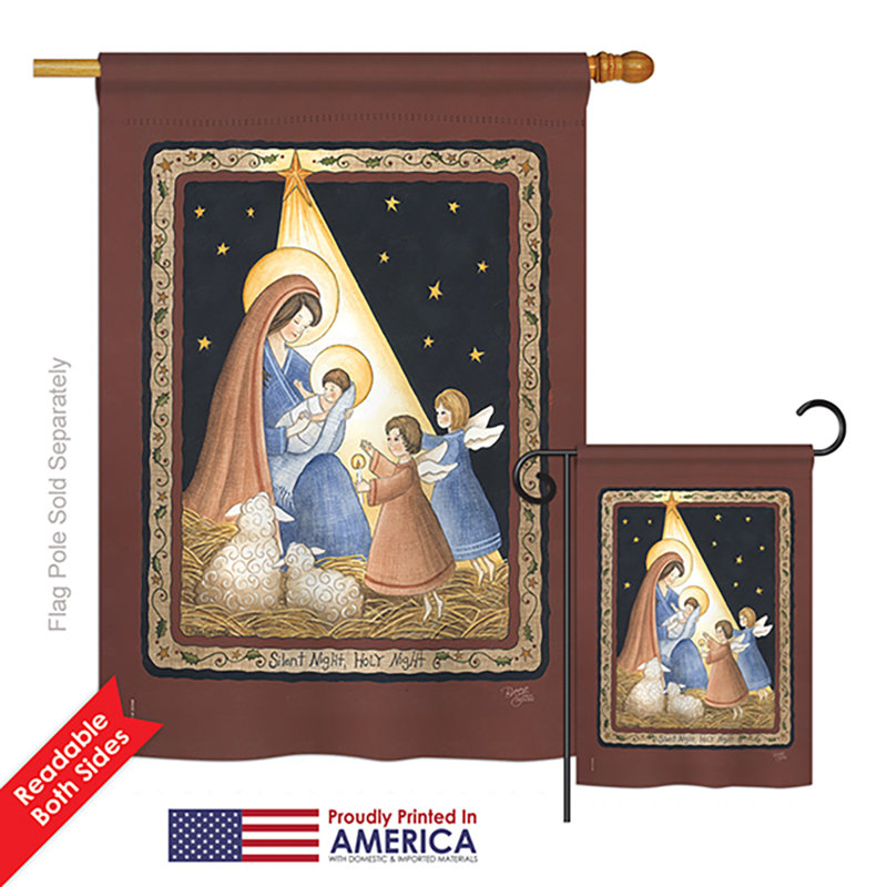 Ensemble de 2 drapeaux en polyester 2 faces lord is né winter crèche impressions