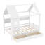Full Size Solid Wood House Platform Bed for Kids with Storage Drawers, Window and Shelves, White-2060542603