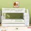 Lit superposé simple en bois avec lit gigogne et tablettes de rangement-588510027