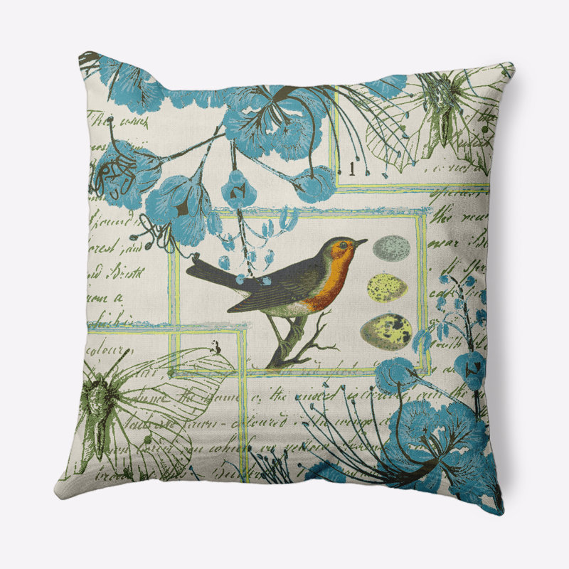 Coussin intérieur / extérieur Singing Bird, Bleu Explorer, 18 po x 18 po