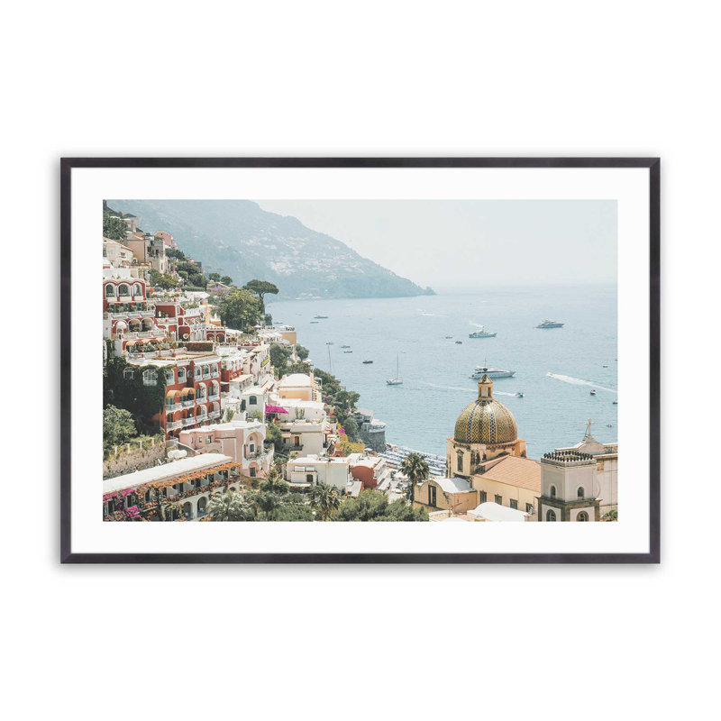 Positano Coastline Print, 12.25" H x 15.25" W x 1.25" D, Weathered Zinc Single Picture Framed