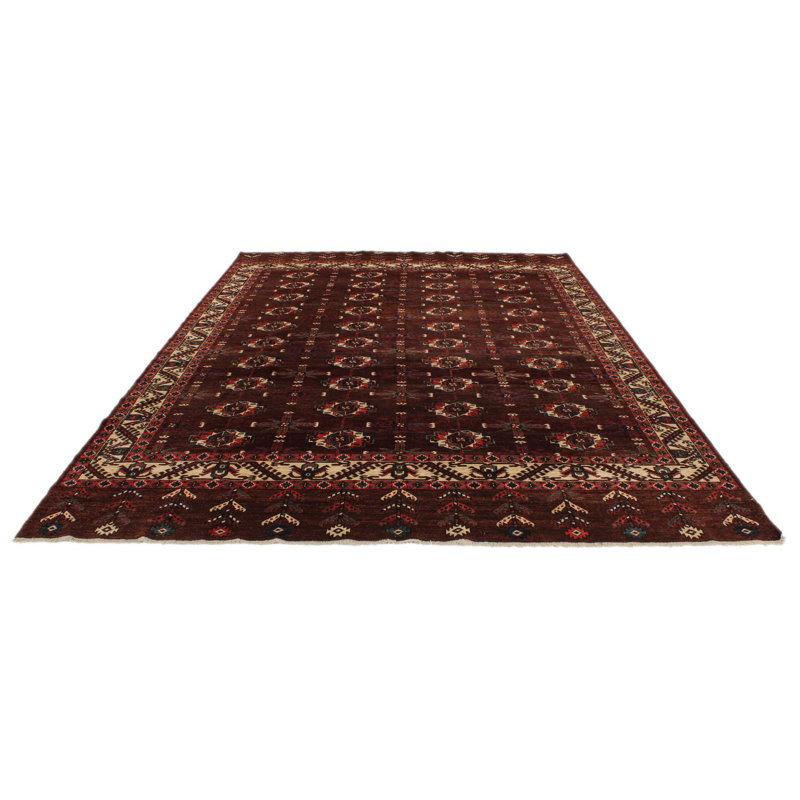 Tapis traditionnel turc bourgogne et ivoire 9 x 13