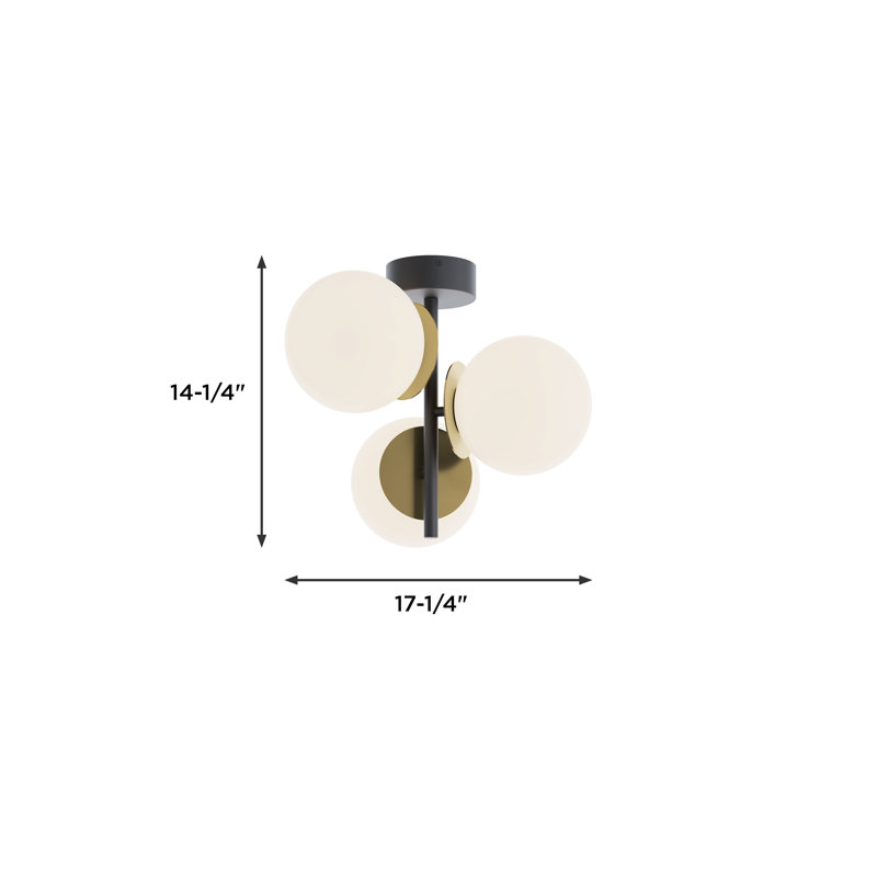 LED Semi-Flush Mount - Black/Light Antique Brass, Black/Light Antique Brass