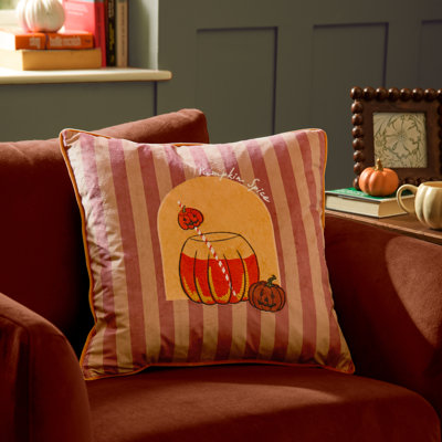 Pumpkin Spice Striped Orange Cushion
