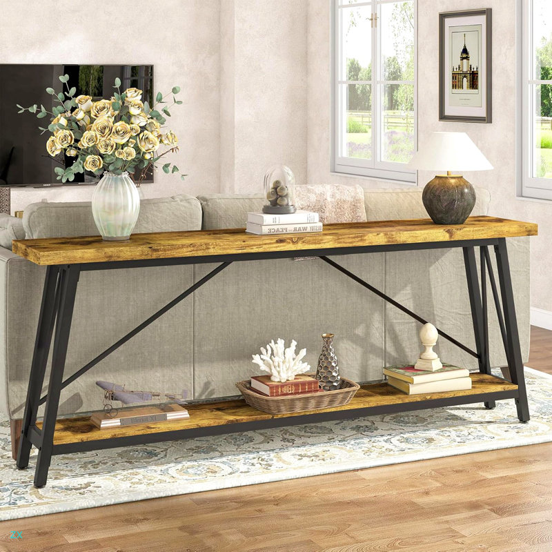Table de canapé extra longue 70,9 po derrière le canapé, console d'entrée industrielle pour le couloir, le vestibule et le salon