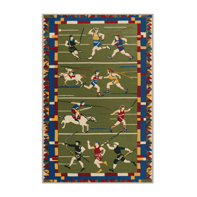 Washable Pentathlon Sports Area Rug