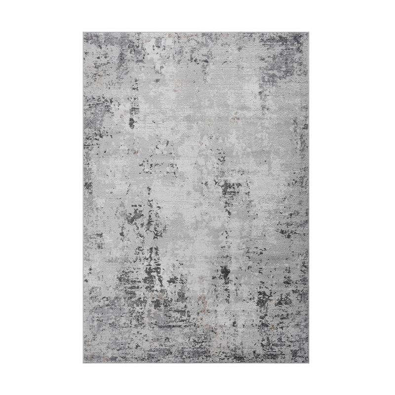 Tapis ivoire / sable / abstrait, Rectangle 5 pi 3 po x 7 pi 6 po