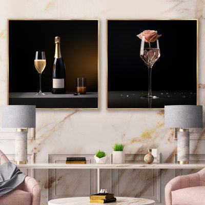 Champagne Solitude Charm - Champagne Square Collage Set Of 2