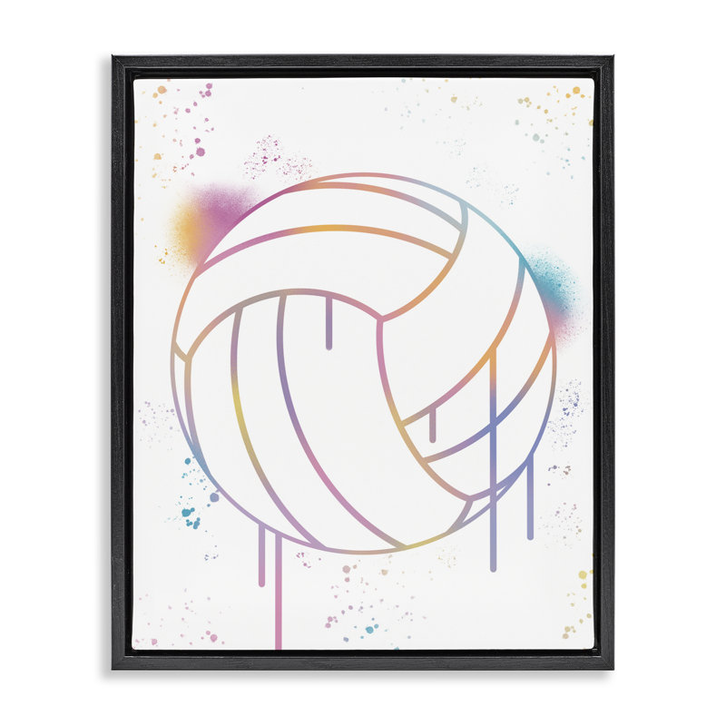 Cadre flottant Graffiti Volleyball, design par Marcus Prime, Noir, H 21 po x l 17 po