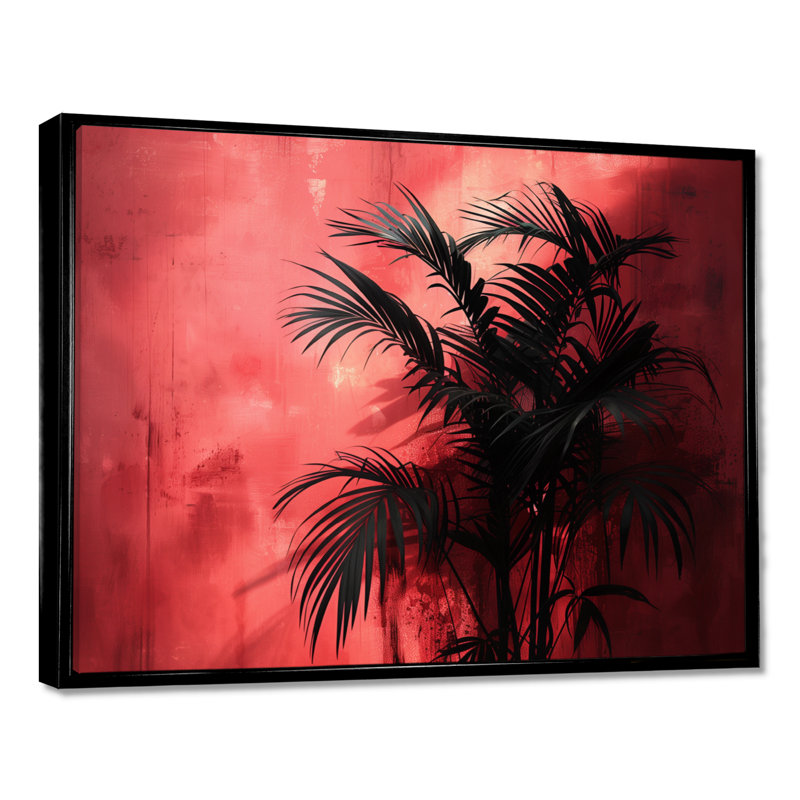 Silhouette noire de palmiers noirs - art mural palmiers et palmiers, Cadre noir, H 34 po x l 44 po
