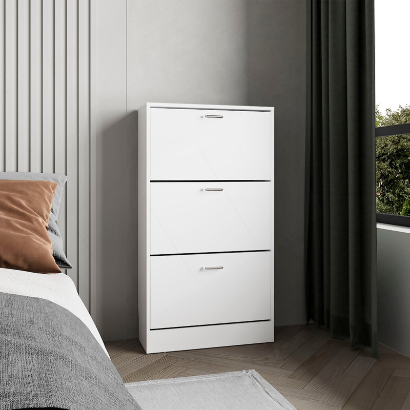 Étagère à chaussures haute rétractable, rangement pour chaussures, entrée, chambre à coucher, blanc, Blanc