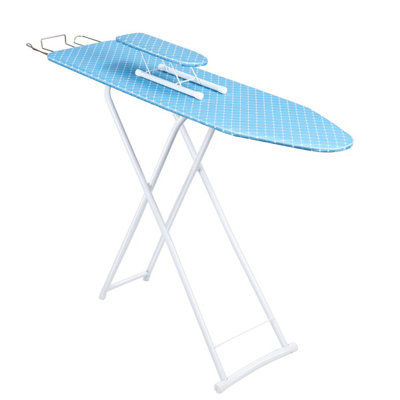 Planche à repasser double 42 po - 4 pieds pliables, hauteur réglable bleu