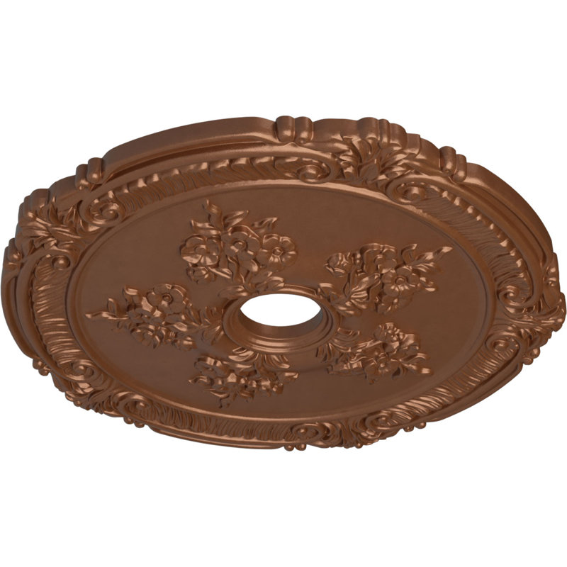 Médaillon Endurathane Attica avec plafond rose, DO 26 po x P 3 3/4 po x P 1 1/2 po, Cuivre poli
