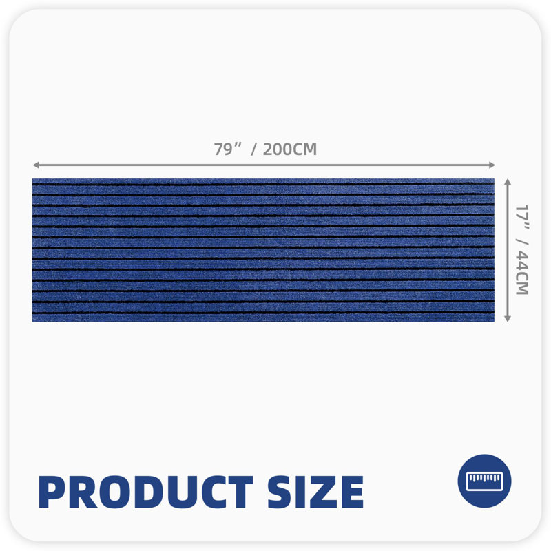 Tapis de cuisine Danyielle, Tapis de couloir 1 pi 5 po x 6 pi 7 po, Bleu