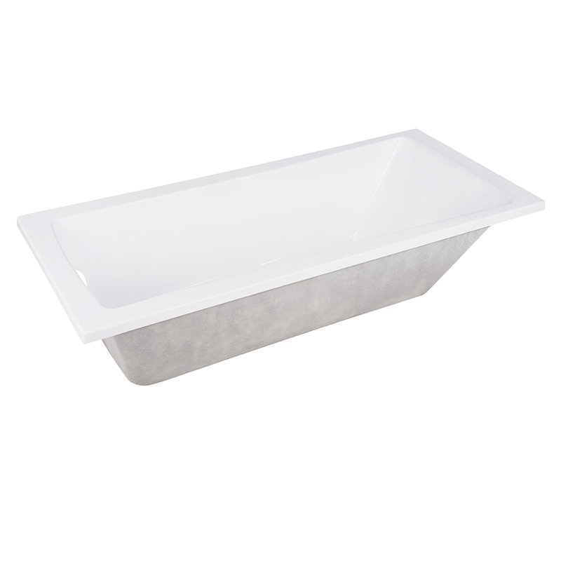 Kingston Brass Aqua Eden 59-Inch Acrylic Rectangular Drop-In Tub with Drain, Right
