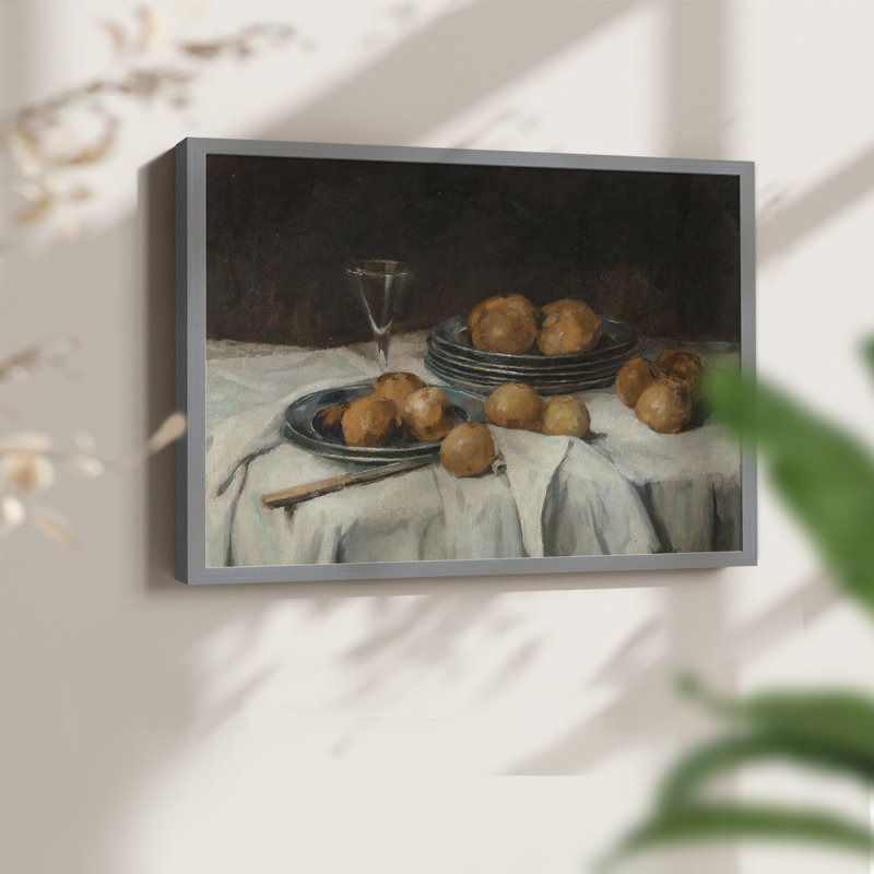 Motif floral rétro-imprimé encadré, Gris, H 11 po x l 14 po