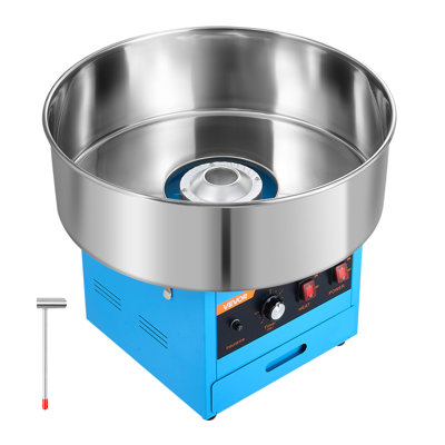 Cotton Candy Machine Commercial 1000W Electric Candy Floss Maker Blue, Easy Use with 20.5 in Stainless Steel Bowl, Carnival, Birthday, Family Party, Storage Drawer, Sugar Scoop, Ideal for Home