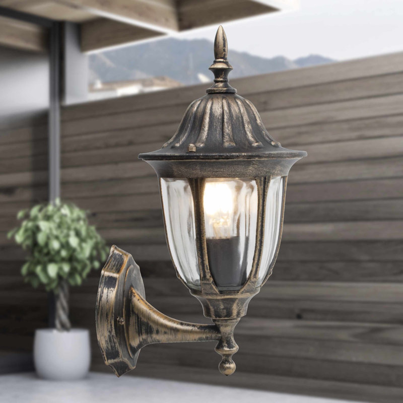 Adielle 35.5cm H Outdoor Armed Sconce, Black/Brushed Gold