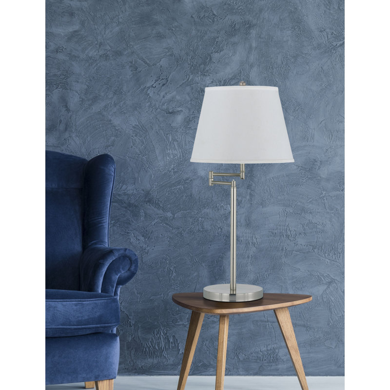 Lampe de bureau 27 po Hillsboro, Nickel, Blanc cassé