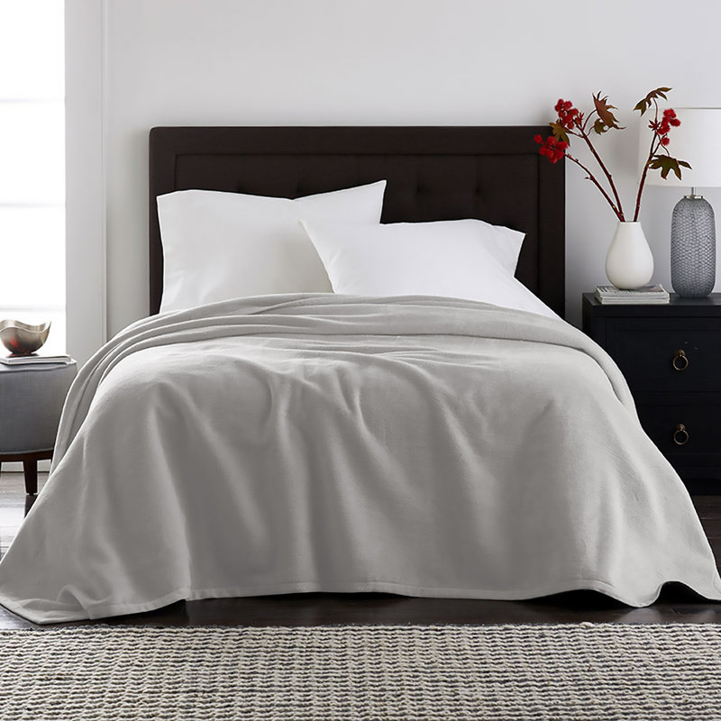 Plain Weave / Muslin Throw Blanket, Gray, Twin