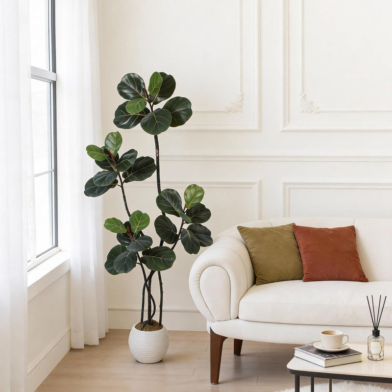 Figuier figuier artificiel 5/6 / 7FT en pot de fleurs blanc, faux arbre d'intérieur réaliste pour la maison et le bureau