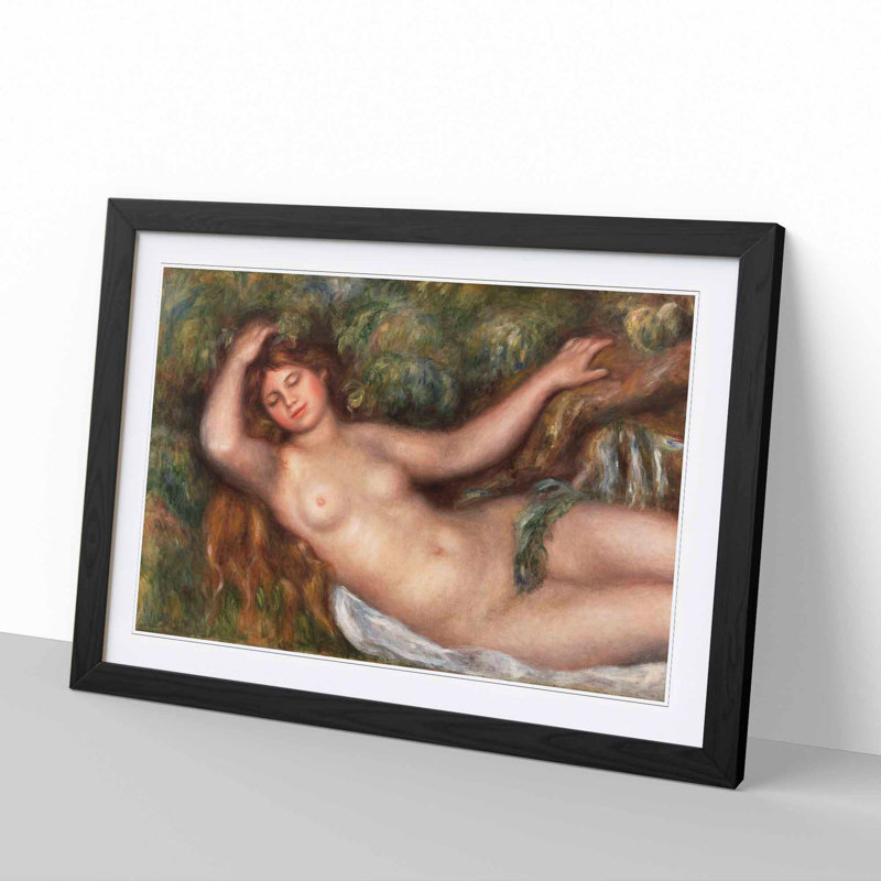 Reclining Nude by Pierre-Auguste Renoir - Picture Frame Painting, 36cm H x 48cm W x 2cm D, Black Framed