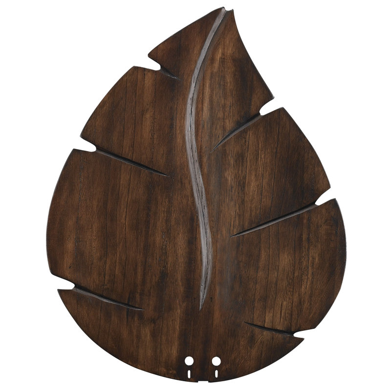 Islander 22 inch Indoor Ceiling Fan Wide Oval Leaf Carved Wood Blade Set of 5 - Walnut
