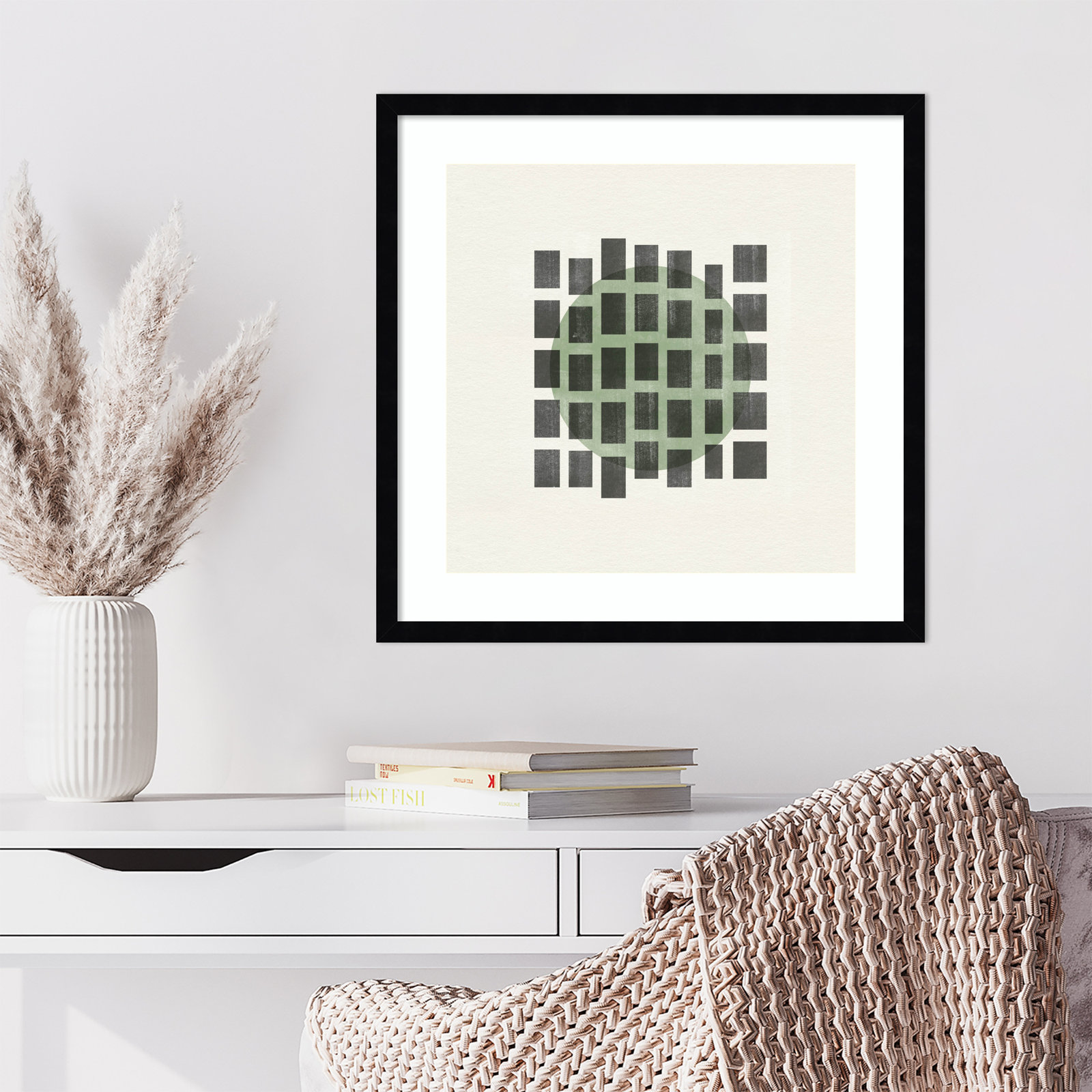 Leia "Minimalist Japandi 01" Print, Black, 21" H x 21" W
