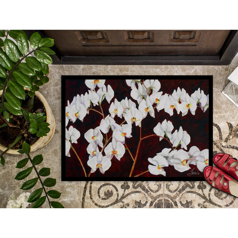 Non-Slip Doormat, 24" W x 36" L, Orchids 