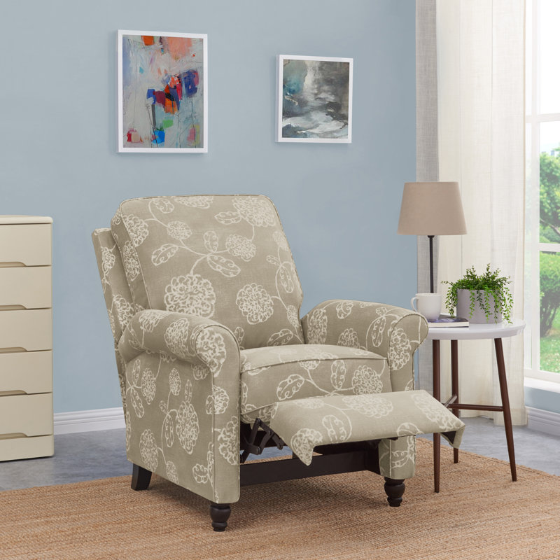 Leni Upholstered Recliner, Taupe Floral