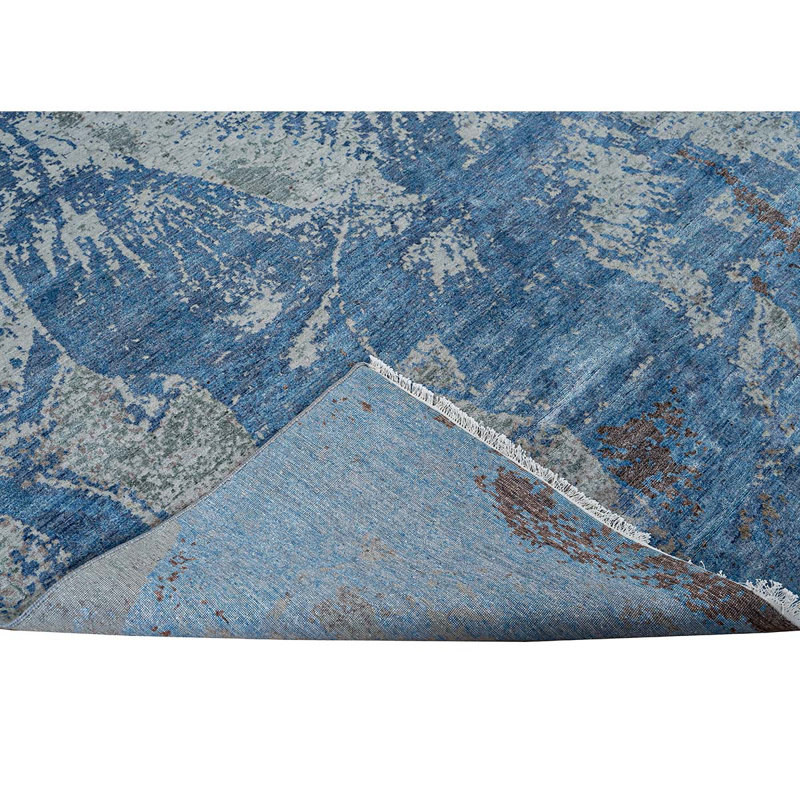 Hand Knotted Abstract Area Rug, Rectangle 9' x 12'