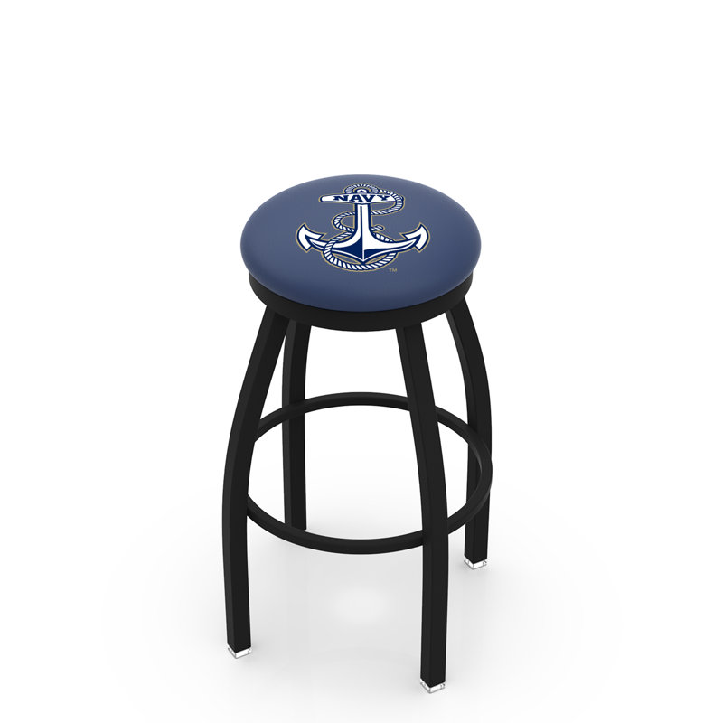 NCAA Swivel 25" Counter Stool, Black Wrinkle, US Naval Academy