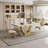 Printed Marble Mdf Top Rectangular Dining Table Marble Top Metal Base Dining Table-99306121-99306118