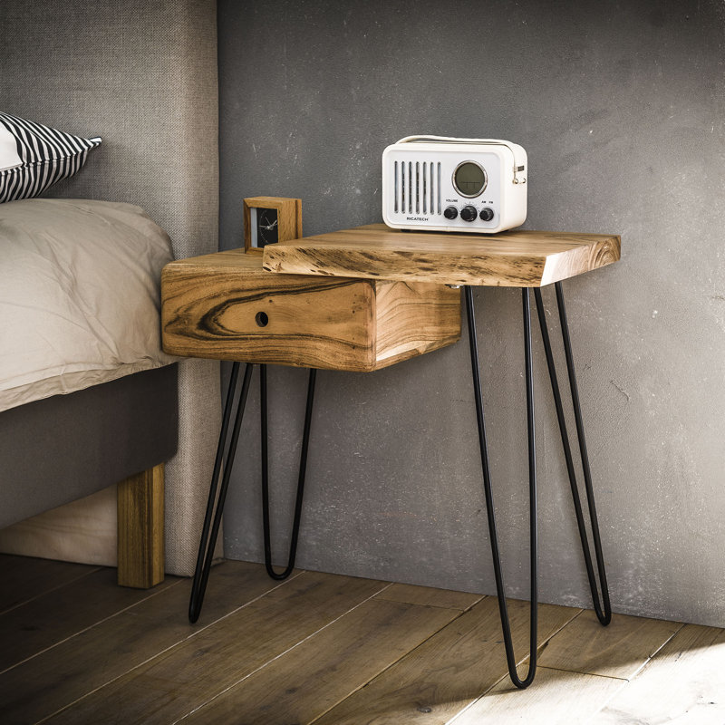 Eberhart 60cm W Metal Bedside Table, Right Orientation