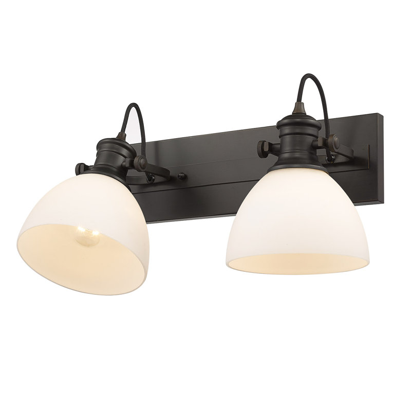 Éclairage pour meuble-lavabo à 2 lumières Bales, Verre opale, Bronze huilé