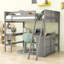 Wood Loft Bed with Desk and Shelves-70556376-123247229
