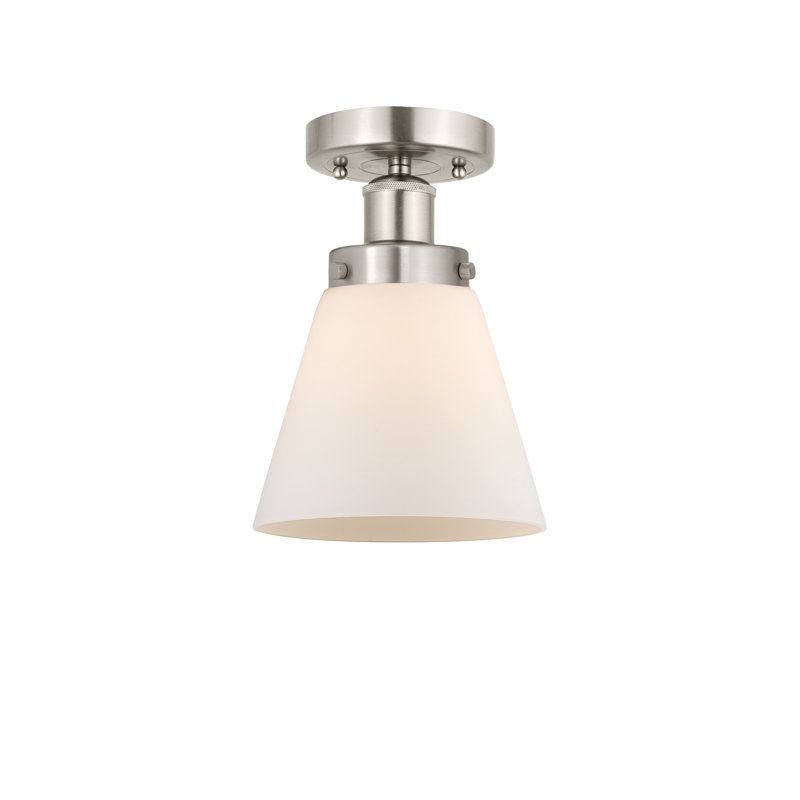 Plafonnier semi-encastré en verre Coplay, Blanc mat, Nickel satiné brossé