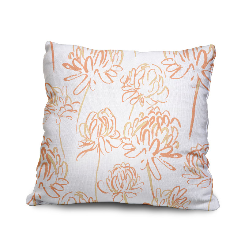 Floral Reversible Throw Pillow, Orange, 20" x 20"