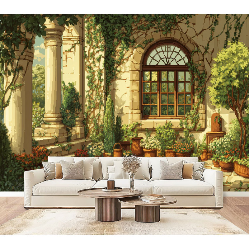 Papier peint auto-adhésif Botanical Garden Courtyard, L 96 po x l 69 po