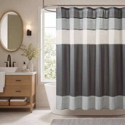 Amherst Striped Faux Silk Shower Curtain