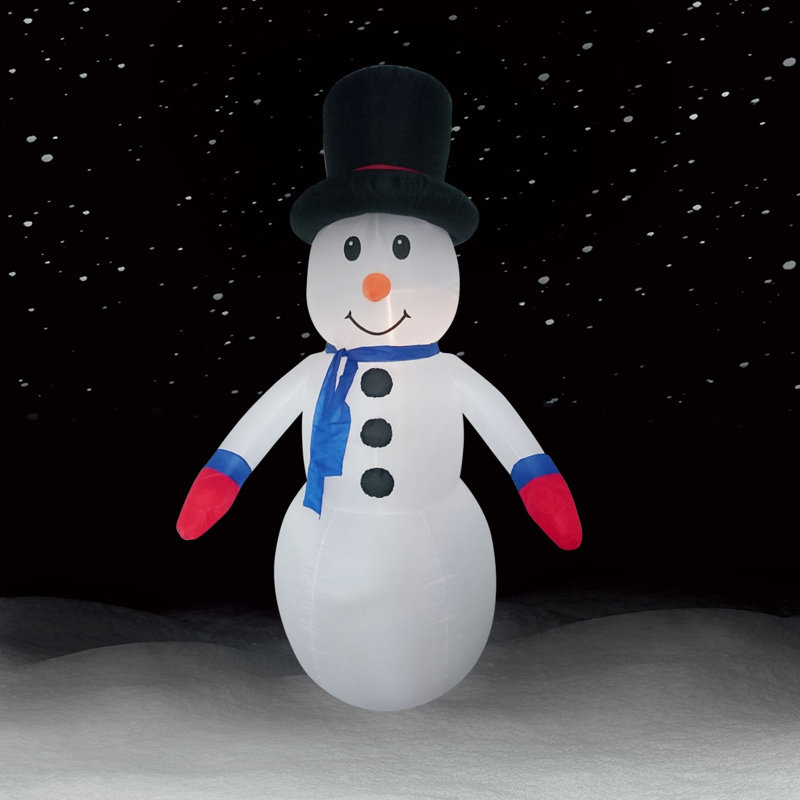 Bonhomme de neige avec lumières disco Idona, Bonhomme de neige avec manteau bleu